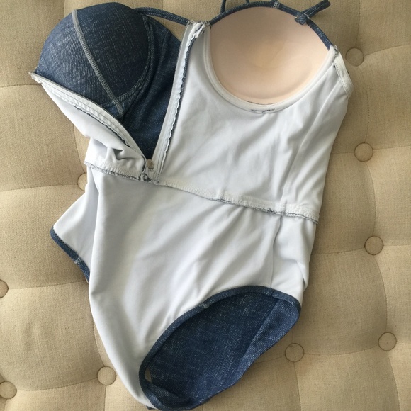 NEW SHERYDIN FISHER DENIM Sweetheart CORSET ONE PIECE Bathing Swimsuit NWT - Picture 9 of 11